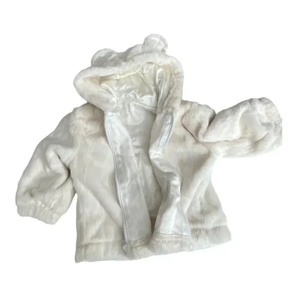 Little Giraffe 2 Piece Baby Luxe Fur Zipper Hoodie Jacket w/ Ears & Pants 12M - Picture 3 of 13